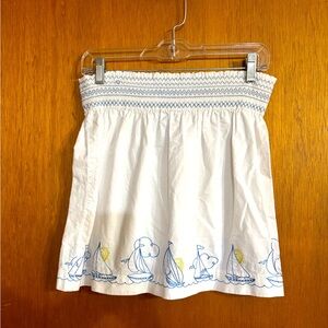 Lilly Pulitzer White Skirt with Blue & Yellow Sailboat Embroidery sz 10 cotton